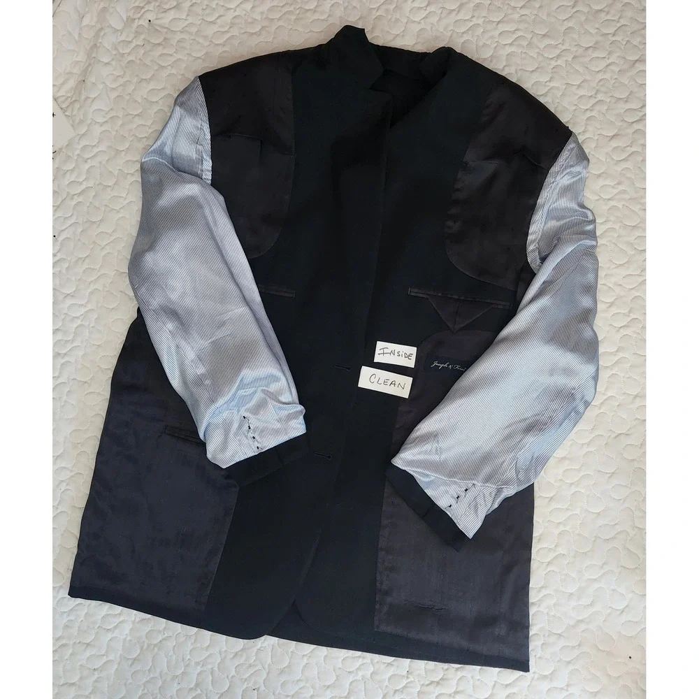 NEW 44 Black 100 % Fine Smooth Wool Mens Blazer Modern Business Suit Jacket Exc.